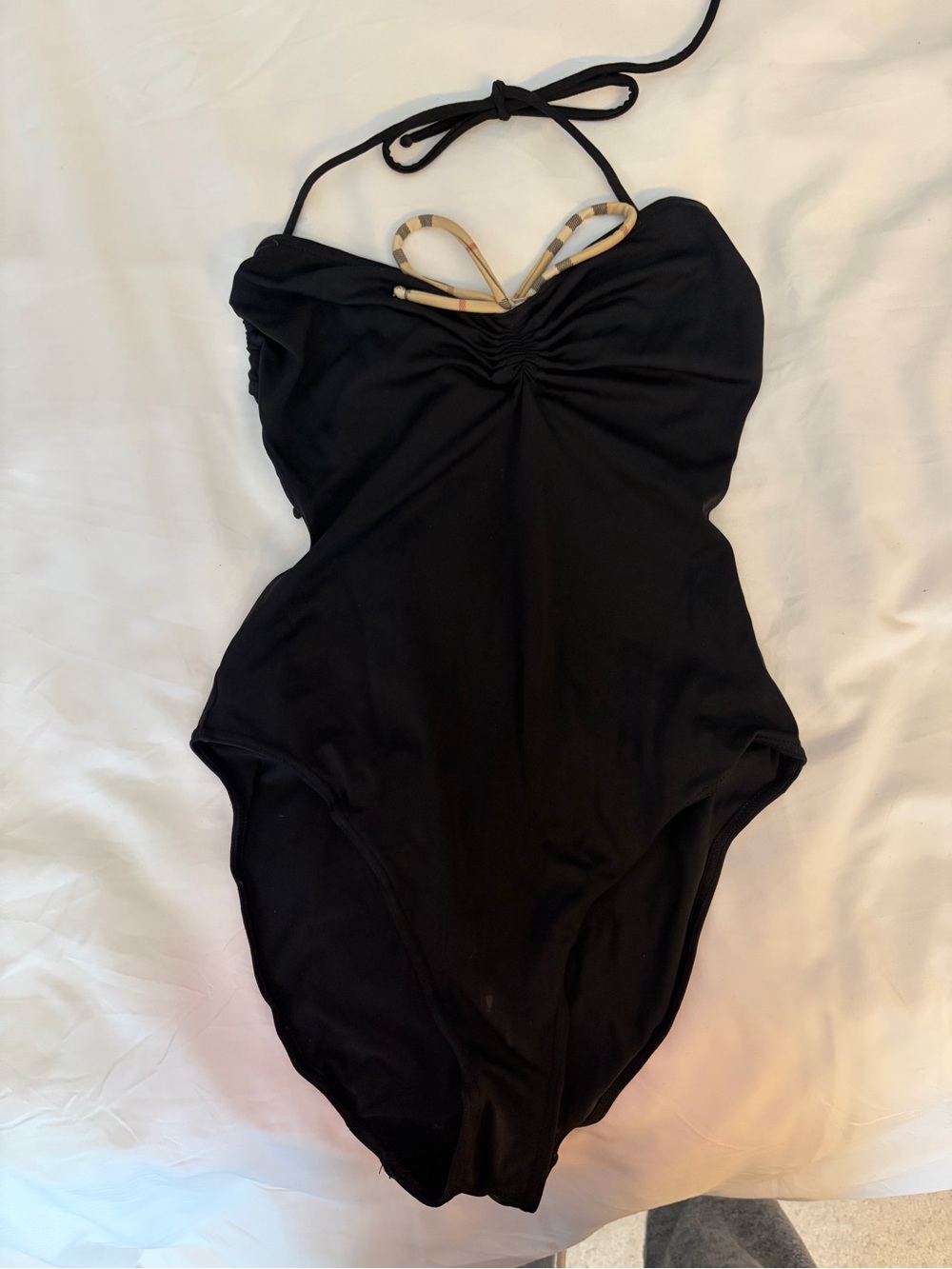 Burberry Black One-Piece Swimsuit with Signature Trim